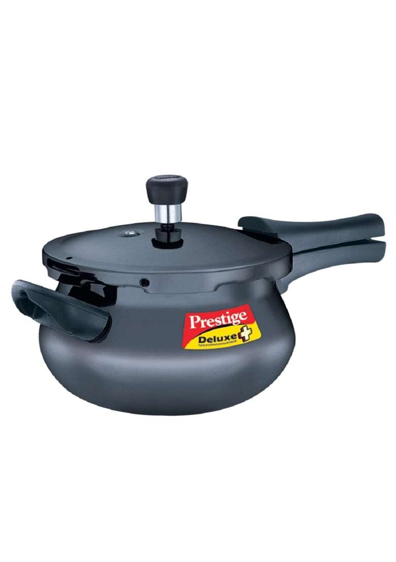 Prestige Deluxe Plus Hard Anodised Aluminium Outer Lid Pressure Cooker Handi Cooking Pot | 3 L | 3.2 Qt - Indya