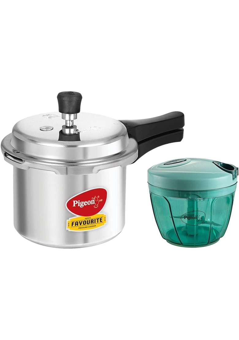 Pigeon By Stovekraft Favourite Induction Base Aluminium Pressure Cooker with Outer Lid | 3 L | 3.2 Qt - Indya
