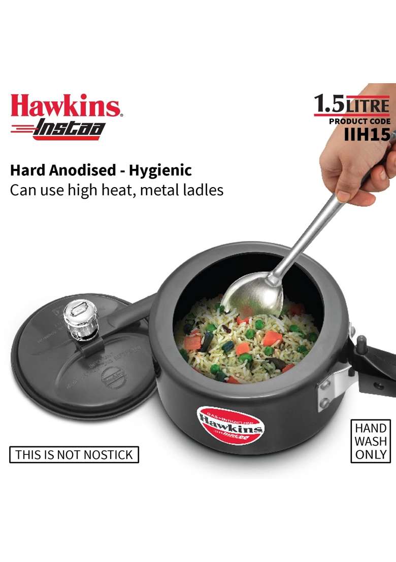 Hawkins Instaa Pressure Cooker | 1.5 L | 1.6 Qt | Induction Compatible - Indya