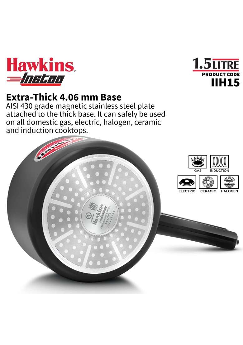 Hawkins Instaa Pressure Cooker | 1.5 L | 1.6 Qt | Induction Compatible - Indya