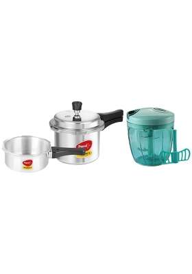 Pigeon By Stovekraft Mini Combi Aluminium Pressure Outer Lid Cooker Set | 3 L | 3.2 Qt