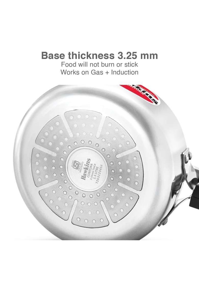 Hawkins Contura Pressure Cooker | 1.5 L | 1.6 Qt | Induction Compatible - Indya