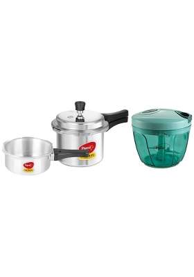 Pigeon By Stovekraft Mini Combi Aluminium Pressure Outer Lid Cooker Set | 3 L | 3.2 Qt