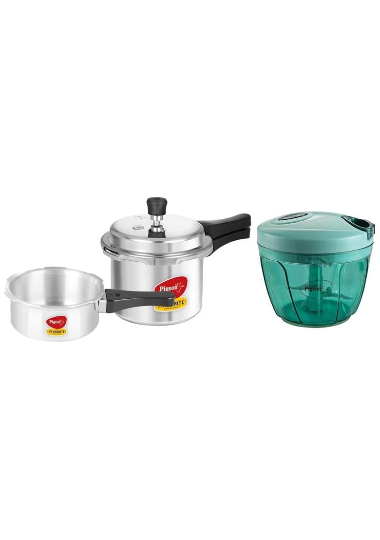 Pigeon By Stovekraft Mini Combi Aluminium Pressure Outer Lid Cooker Set | 3 L | 3.2 Qt - Indya