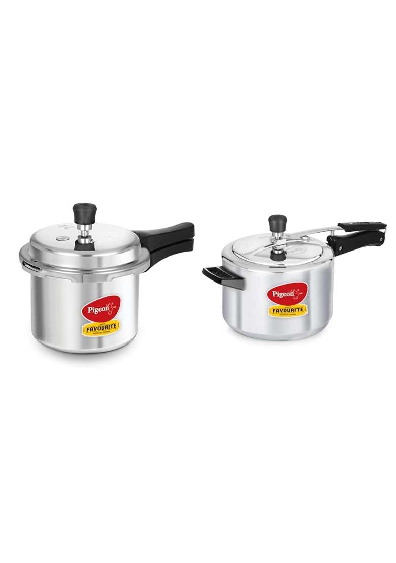 Pigeon By Stovekraft Favourite Induction Base Aluminium Pressure Cooker with Outer Lid | 3 L | 3.2 Qt - Indya
