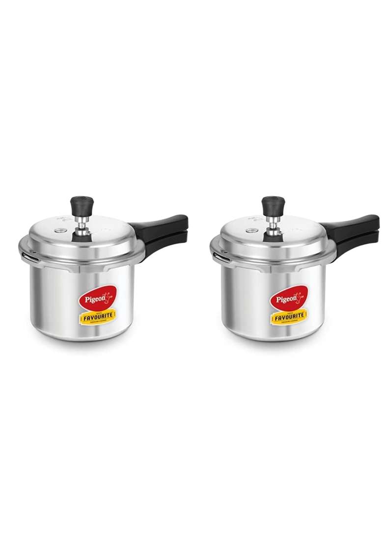 Pigeon By Stovekraft Favourite Induction Base Aluminium Pressure Cooker with Outer Lid | 3 L | 3.2 Qt - Indya
