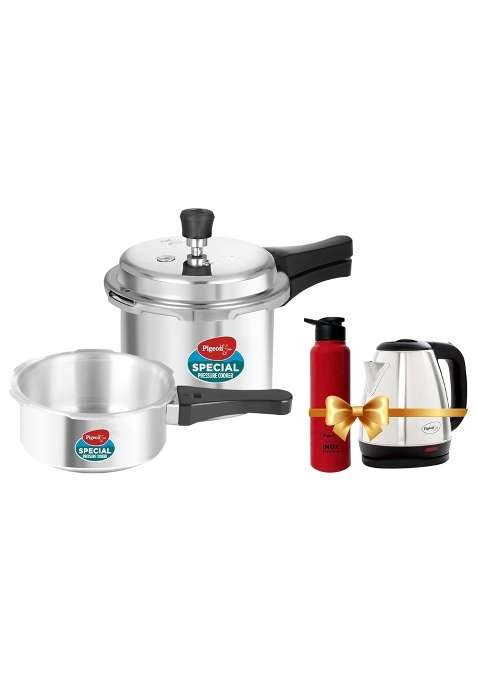 Pigeon Aluminium by Stovekraft 12708 Pressure Cooker Combo | 2 L | 2.1 Qt | Induction Compatible