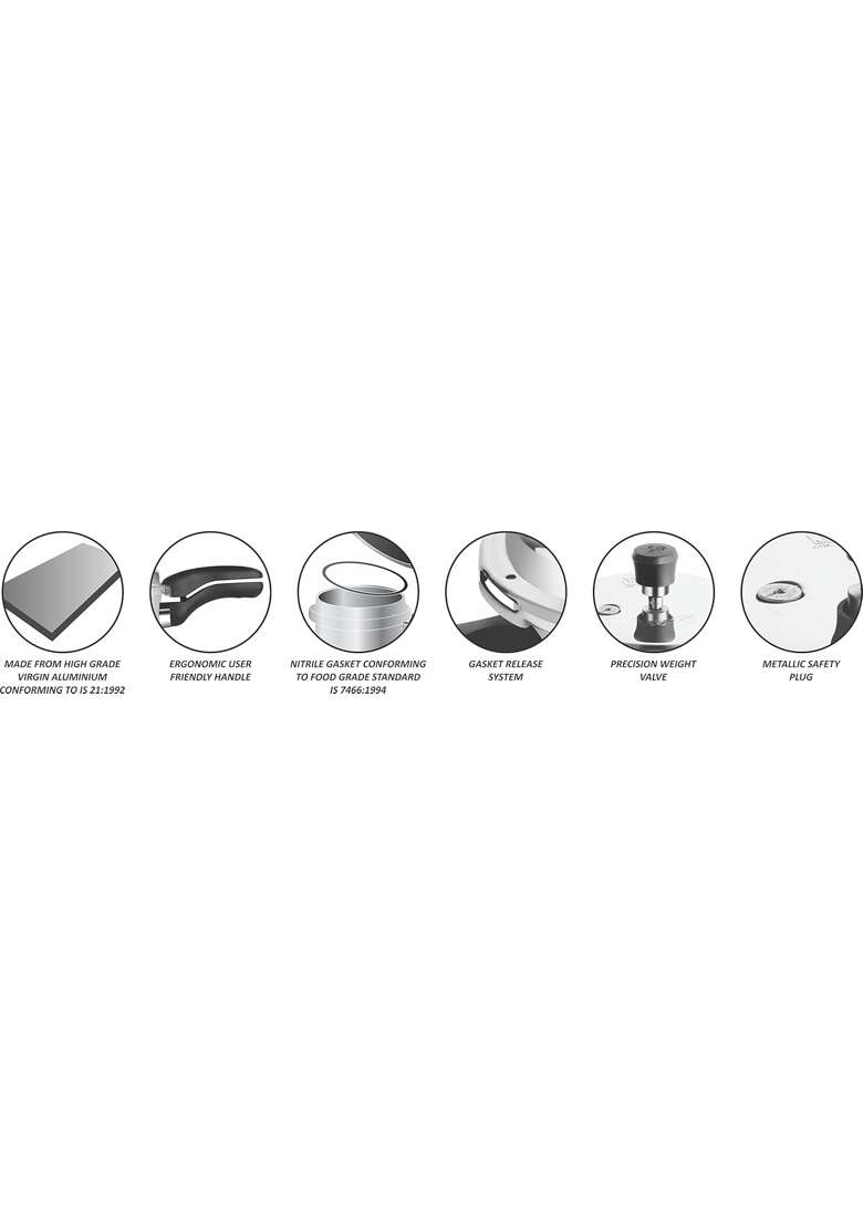 Pigeon By Stovekraft Favourite Induction Base Aluminium Pressure Cooker with Outer Lid | 3 L | 3.2 Qt - Indya