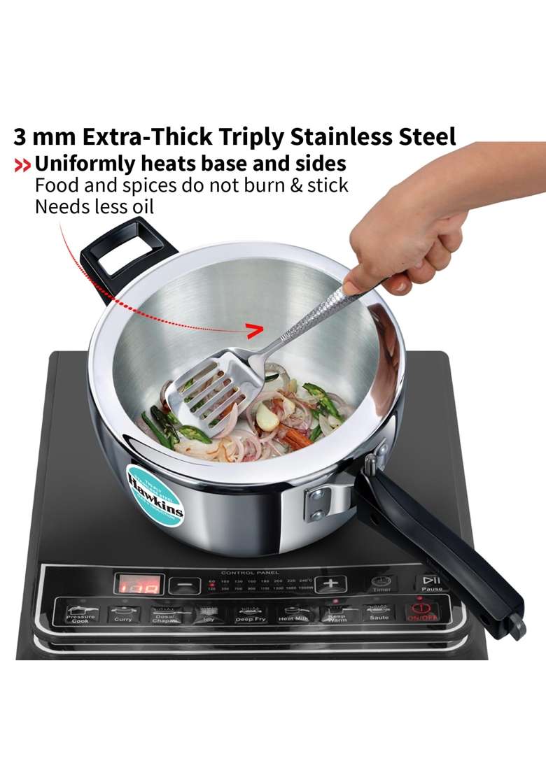 Hawkins Triply Stainless Steel Pressure Cooker | 3.5 L | 3.7 Qt - Indya