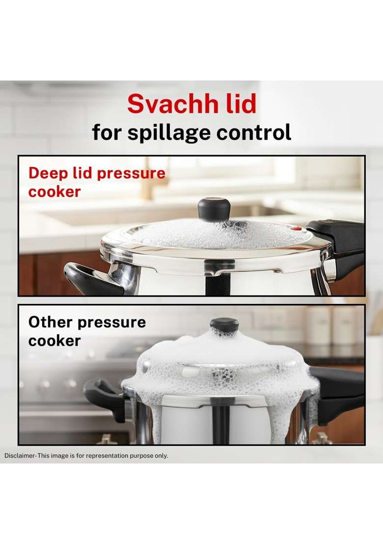 Prestige Triply Svachh Outer Lid Pressure Cooker | 5 L | 5.3 Qt | Induction Compatible - Indya