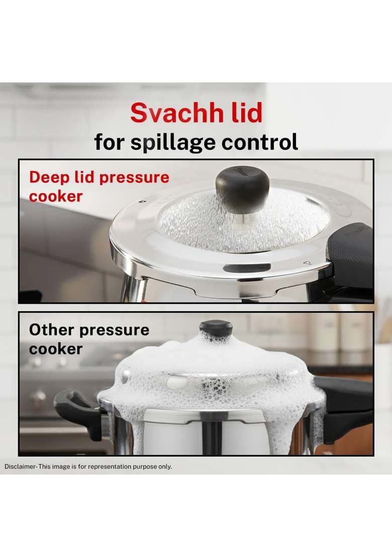 Prestige Stainless Steel Deluxe Alpha Svachh Outerlid Baby Handi Cooking Pot Pressure Cooker | 2 L | 2.1 Qt | Induction Compatible - Indya