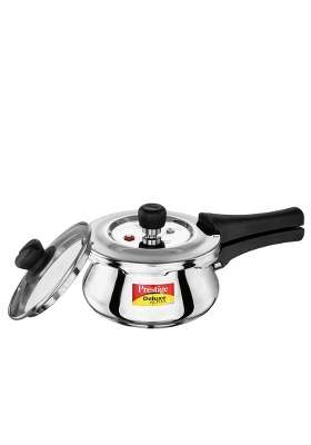 Prestige Deluxe Alpha Svachh Stainless Steel Pressure Cooker with Glass Lid | 1.5 L | 1.6 Qt