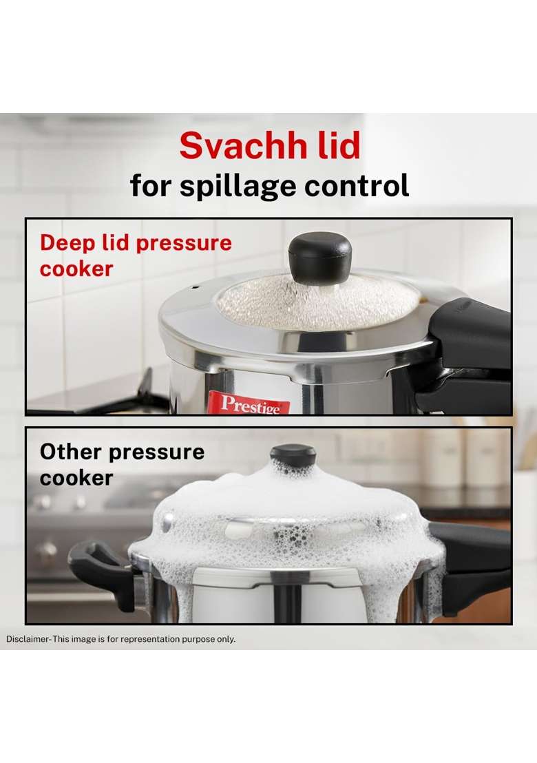 Prestige Deluxe Alpha Svachh Stainless Steel Pressure Cooker with Glass Lid | 1.5 L | 1.6 Qt - Indya