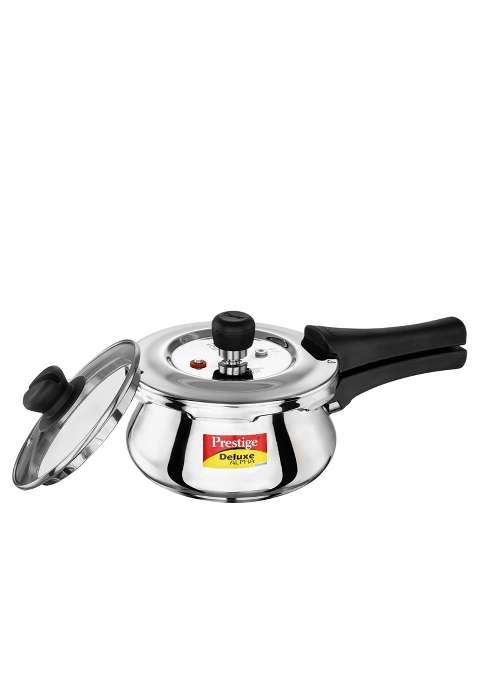 Prestige Deluxe Alpha Svachh Stainless Steel Pressure Cooker with Glass Lid | 1.5 L | 1.6 Qt