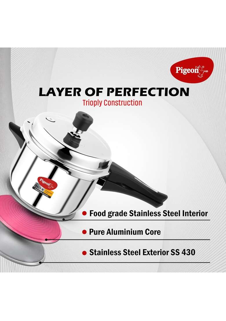 Pigeon By Stovekraft Stainless Steel Pressure Cooker Combo with Induction Base | 2 L | 2.1 Qt - Indya