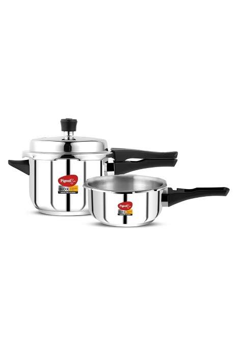 Pigeon By Stovekraft Stainless Steel Pressure Cooker Combo with Induction Base | 2 L | 2.1 Qt
