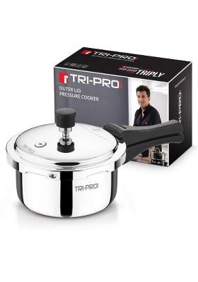 BERGNER Tripro Triply Stainless Steel Outer Lid Pressure Cooker | 2 L | 2.1 Qt | Induction Compatible