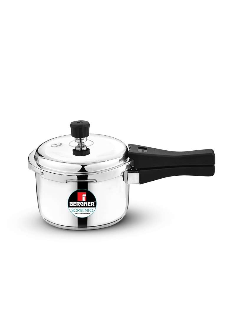 BERGNER Sorrento Stainless Steel Outer Lid Pressure Cooker | 3 L | 3.2 Qt | Induction Compatible | Heavy Bottom - Indya