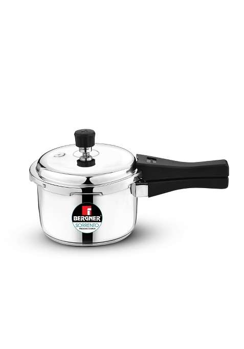 BERGNER Sorrento Stainless Steel Outer Lid Pressure Cooker | 3 L | 3.2 Qt | Induction Compatible | Heavy Bottom