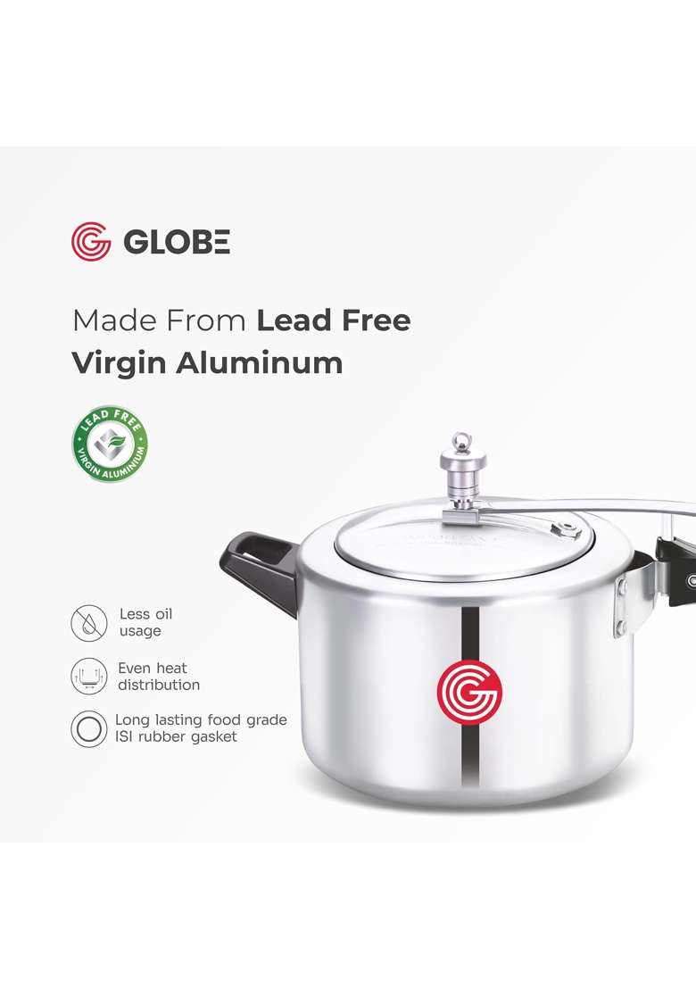 GLOBE Kiwi Aluminium Inner Lid Induction Base Pressure Cooker | 5 L | 5.3 Qt - Indya
