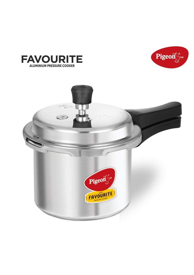 Pigeon By Stovekraft Favourite Outer Lid Non Induction Aluminium Pressure Cooker | 3 L | 3.2 Qt | 8-Piece Set - Indya