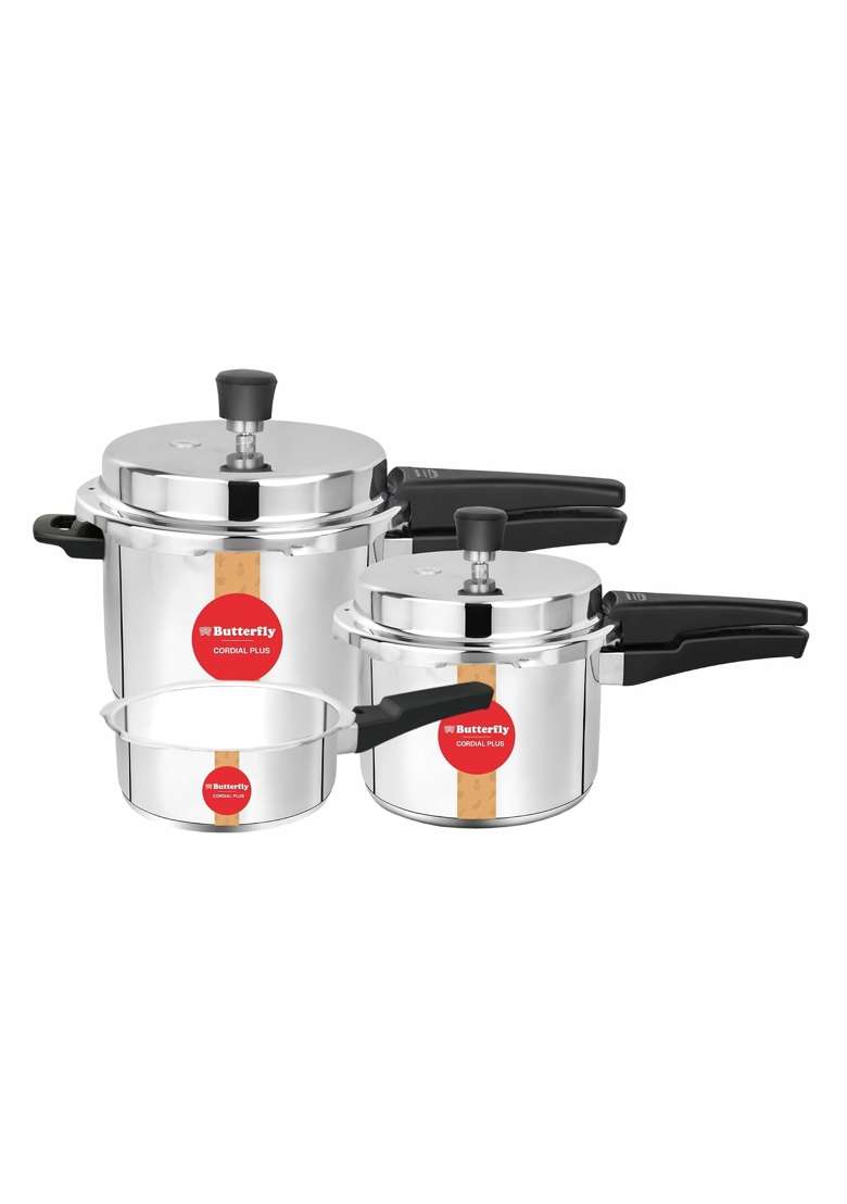 Butterfly Cordial Plus and SS Pressure Cooker Combo | 2 L | 2.1 Qt | Induction Compatible - Indya
