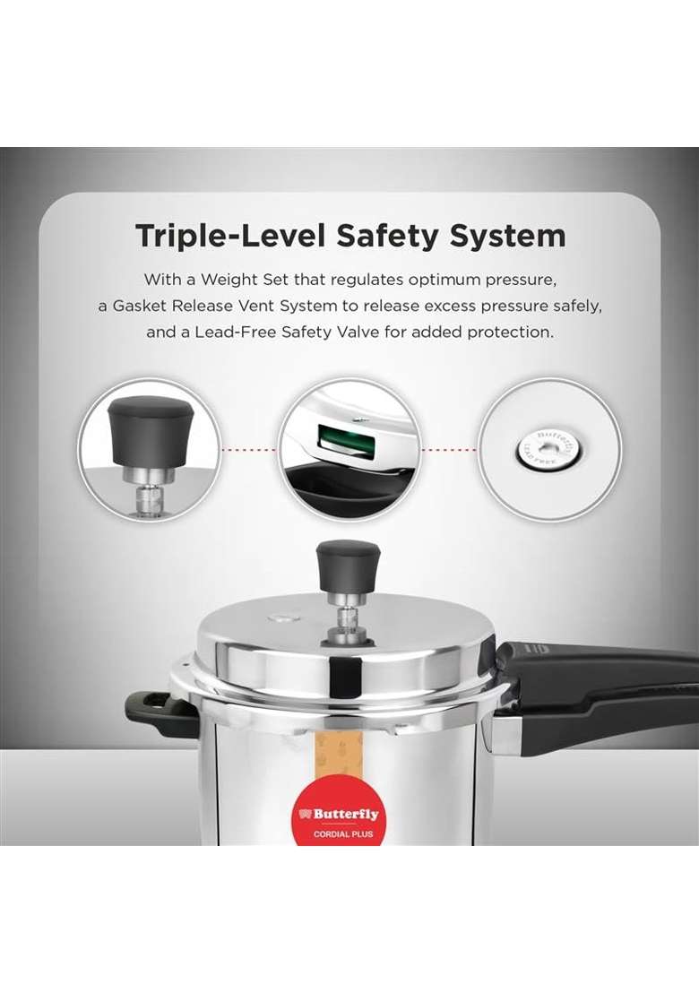Butterfly Cordial Plus and SS Pressure Cooker Combo | 2 L | 2.1 Qt | Induction Compatible - Indya