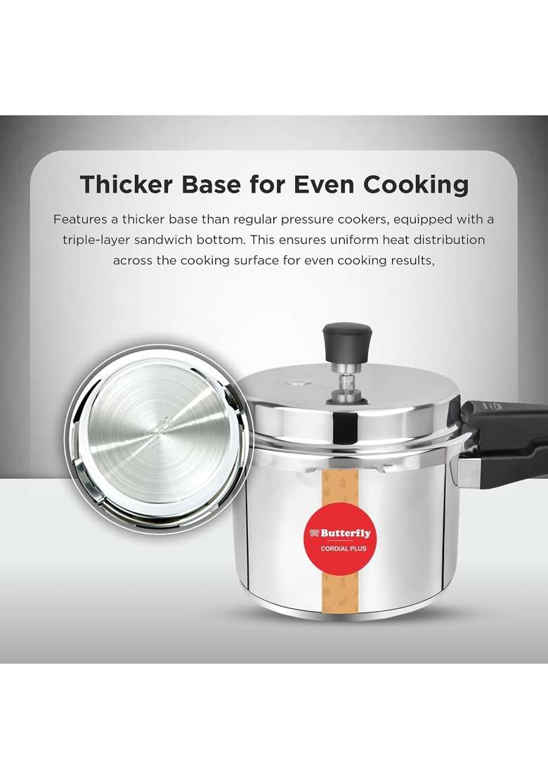 Butterfly Cordial Plus and SS Pressure Cooker Combo | 2 L | 2.1 Qt | Induction Compatible - Indya