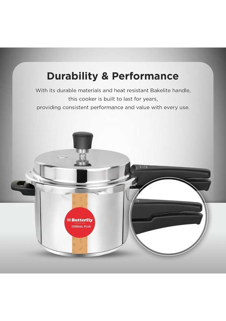 Butterfly Cordial Plus and SS Pressure Cooker Combo | 2 L | 2.1 Qt | Induction Compatible - Indya