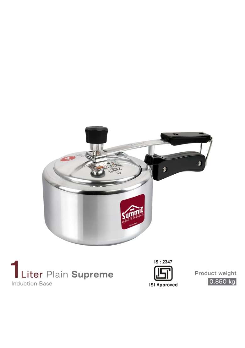SUMMIT Inner Lid Induction Base Supreme Aluminium Pressure Cooker | 1 L | 1.1 Qt - Indya