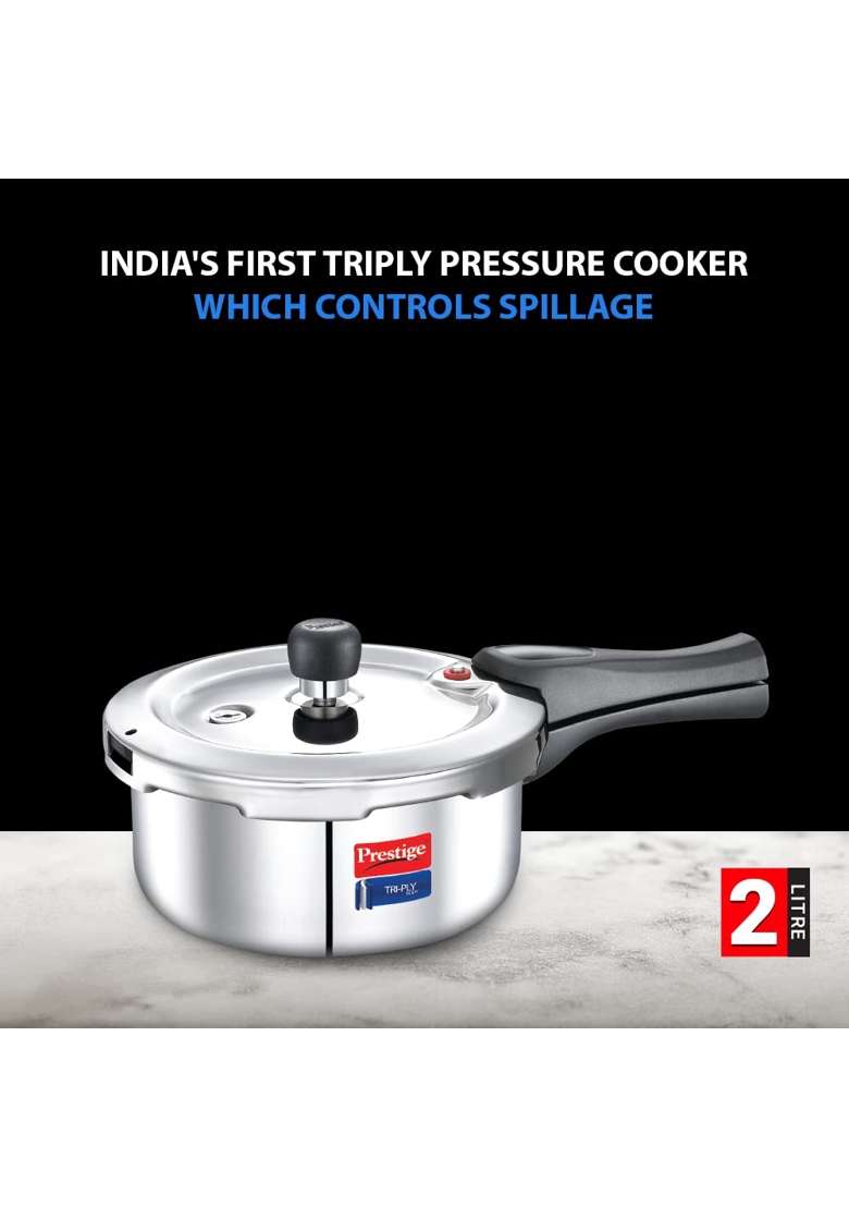 Prestige Triply Svachh Outerlid Pressure Cooker | 2 L | 2.1 Qt | Induction Compatible - Indya