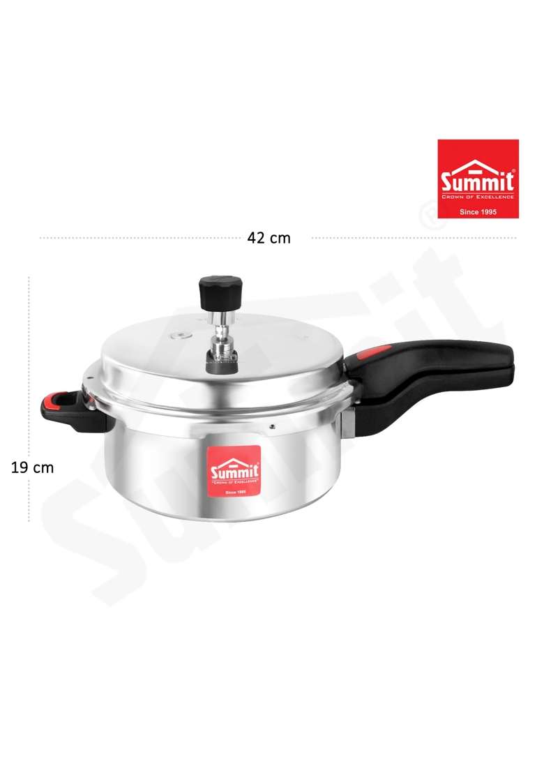 SUMMIT Outer Lid Junior Pan Non Induction Base Aluminium Pressure Cooker | 4 L | 4.2 Qt - Indya