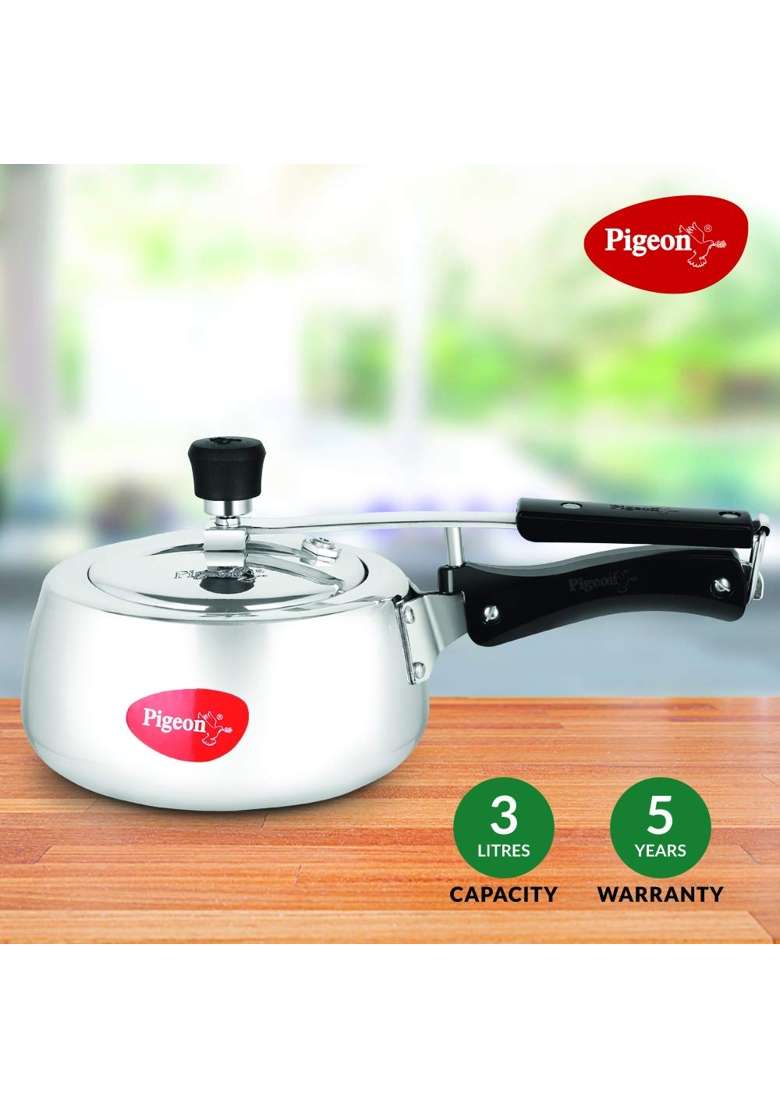 Pigeon Mila Aluminium Innner Lid Pressure Cooker Induction and Gas Stove Compatible | 3 L | 3.2 Qt - Indya