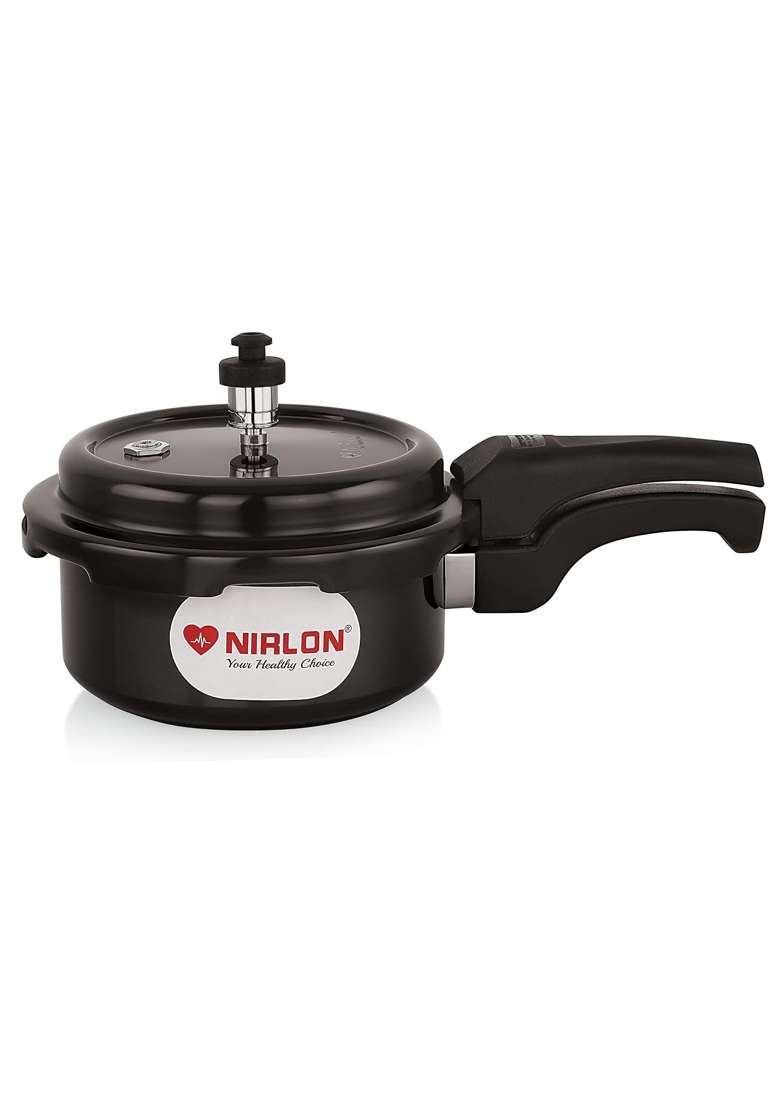 NIRLON Hard Anodised Aluminium Outer Lid Pressure Cooker Compatible with Induction | 2 L | 2.1 Qt - Indya