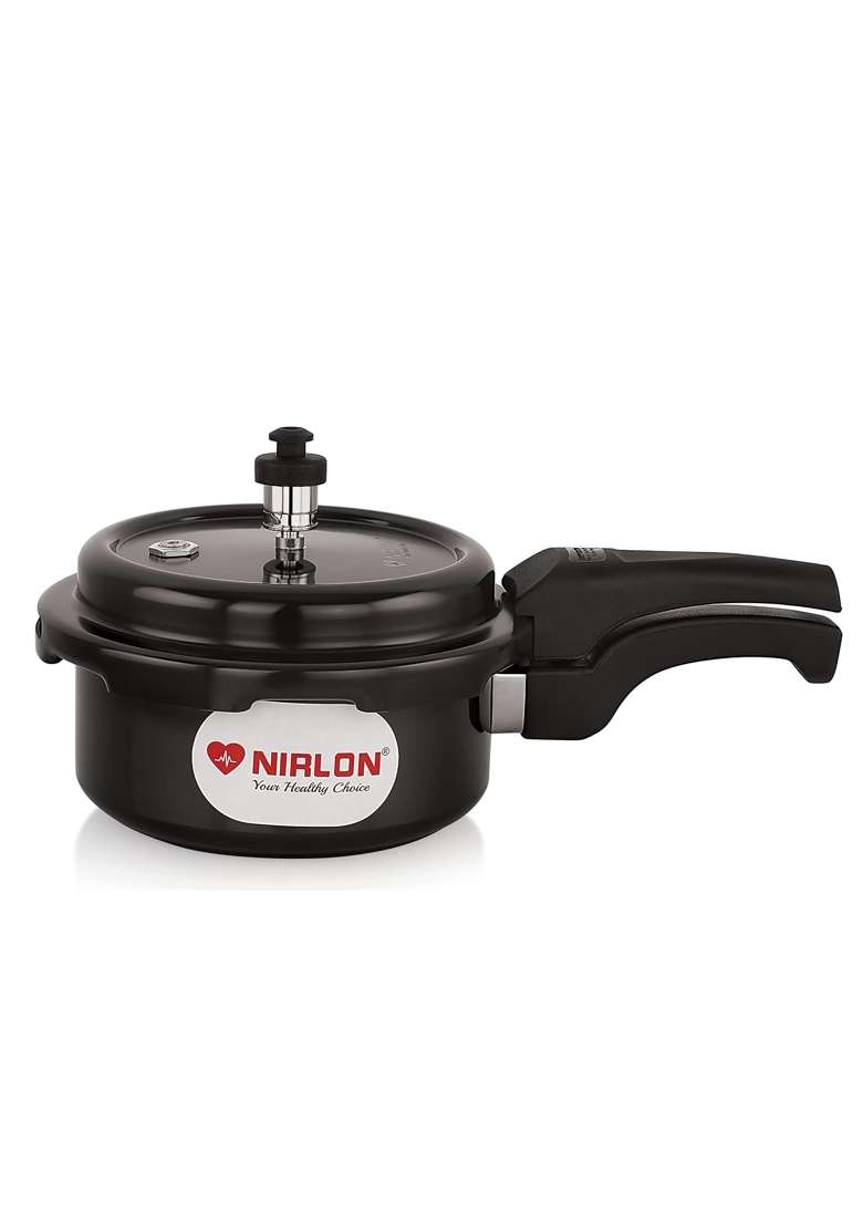 NIRLON Hard Anodised Aluminium Outer Lid Pressure Cooker Compatible with Induction | 2 L | 2.1 Qt - Indya