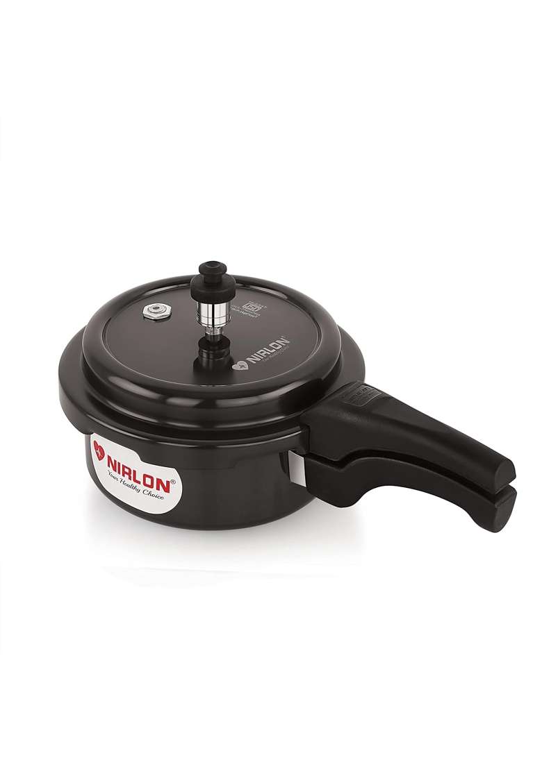 NIRLON Hard Anodised Aluminium Outer Lid Pressure Cooker Compatible with Induction | 2 L | 2.1 Qt - Indya