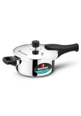 BERGNER Argent Classic Triply Stainless Steel Outer Lid Pressure Pan | 3.5 L | 3.7 Qt | Induction Compatible