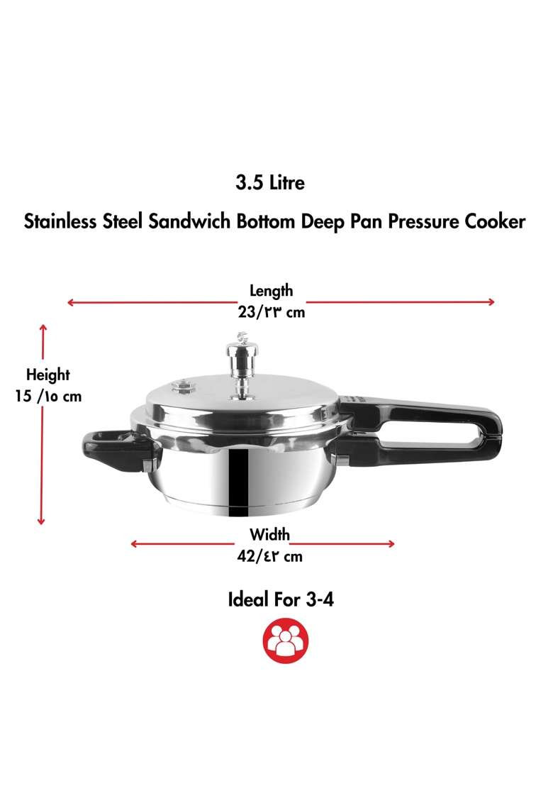 Vinod Stainless Steel Pressure Cooker | 3.5 L | 3.7 Qt | Induction Compatible - Indya