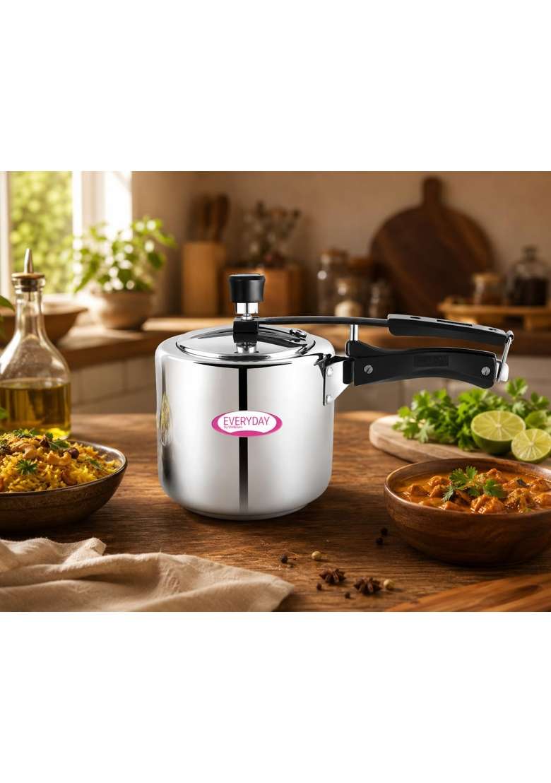 Shri and Sam Everyday Stainless Steel Pressure Cooker | 3 L | 3.2 Qt | Induction Compatible - Indya