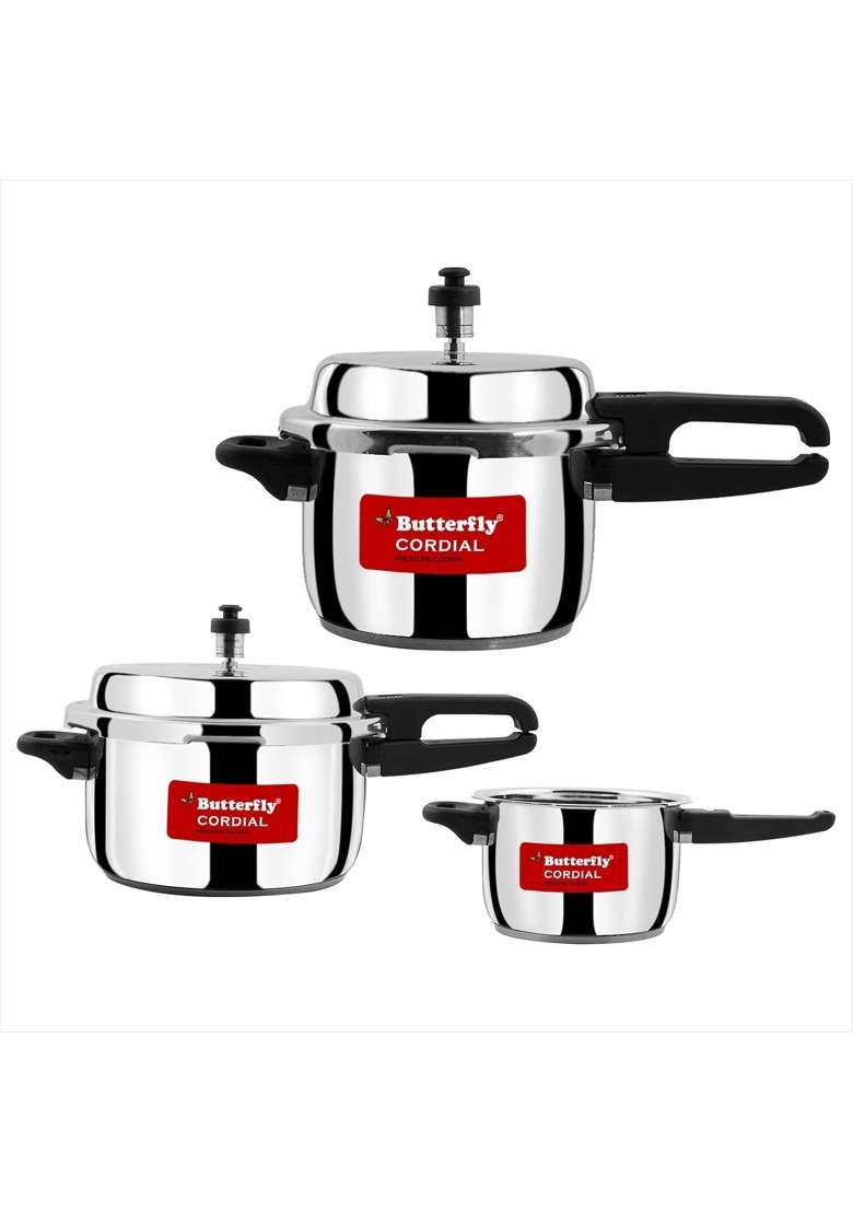 Butterfly Cordial and SS Pressure Cooker Combo | 2 L | 2.1 Qt | Induction Compatible - Indya