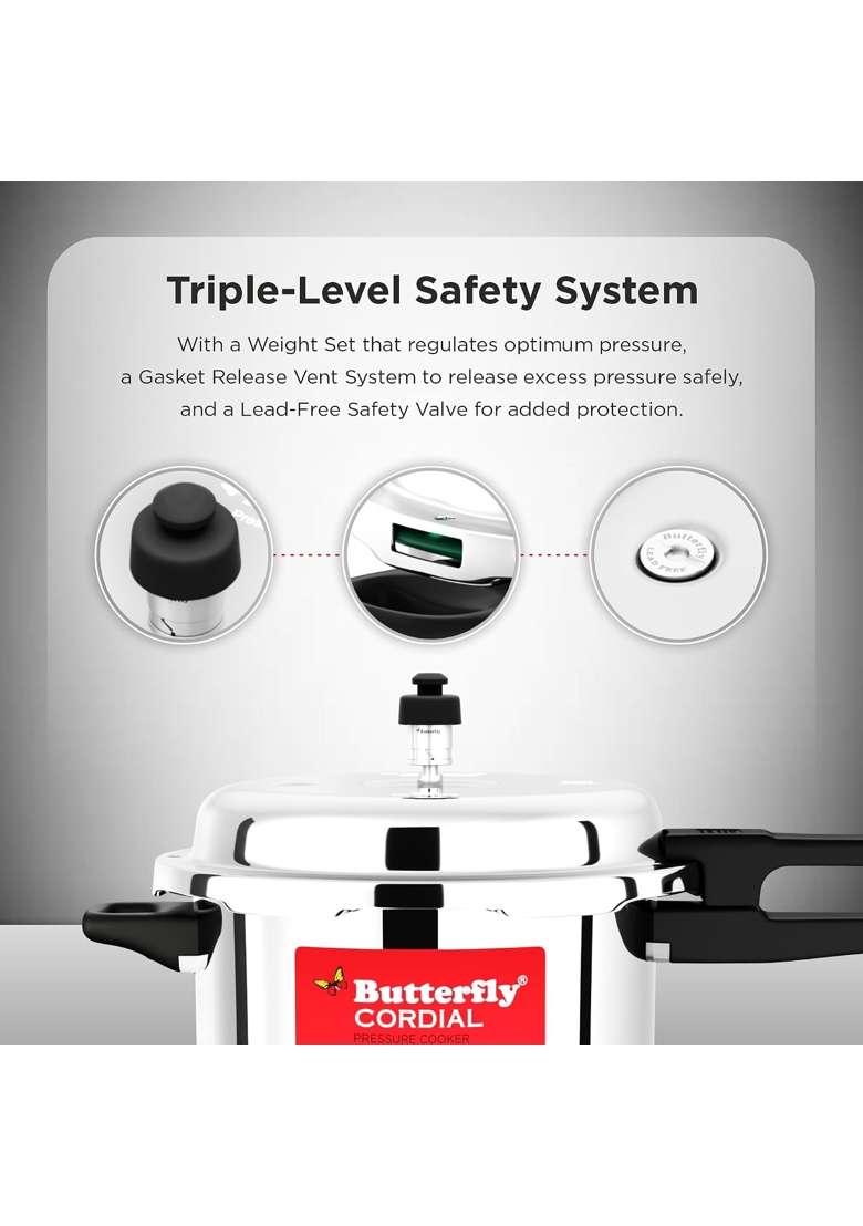 Butterfly Cordial and SS Pressure Cooker Combo | 2 L | 2.1 Qt | Induction Compatible - Indya