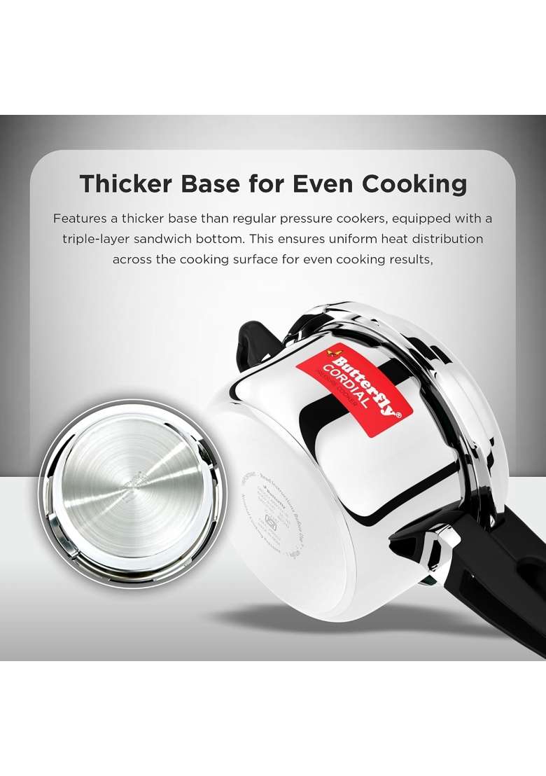 Butterfly Cordial and SS Pressure Cooker Combo | 2 L | 2.1 Qt | Induction Compatible - Indya