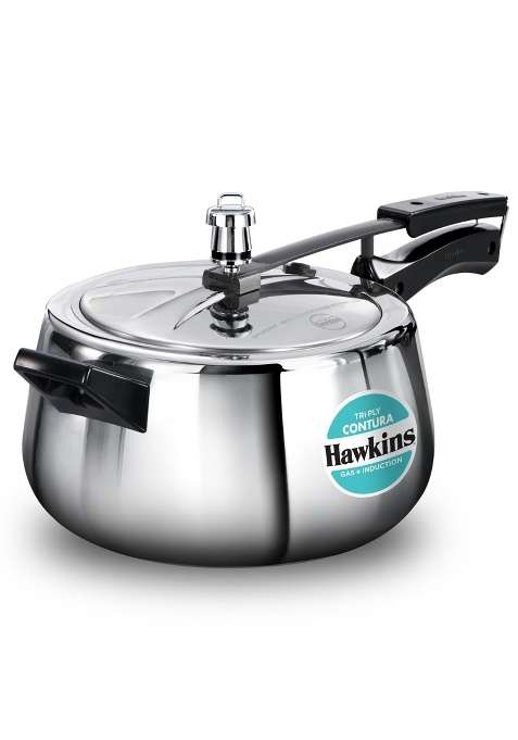 Hawkins Triply Contura Pressure Cooker | 5 L | 5.3 Qt | Induction Compatible