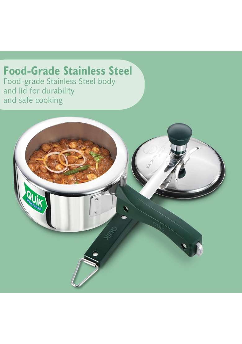 Hawkins Quik Stainless Steel Pressure Cooker | 1.5 L | 1.6 Qt | Induction Compatible - Indya