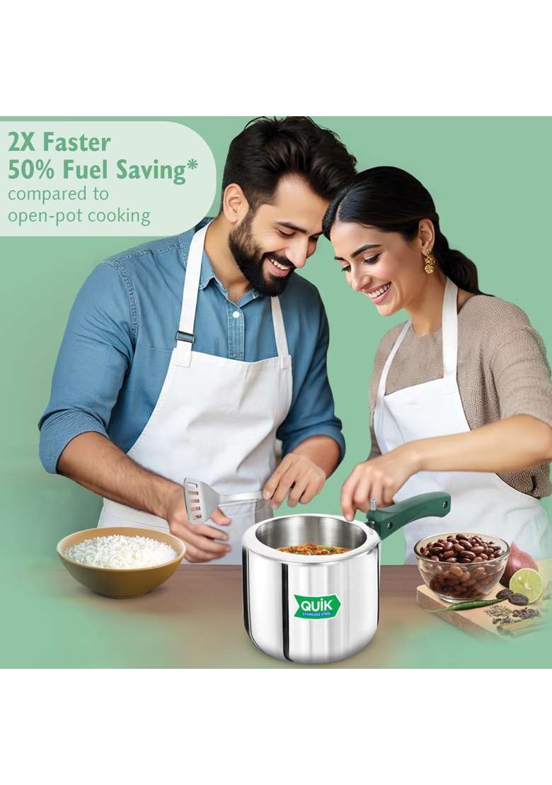 Hawkins Quik Stainless Steel Tall Pressure Cooker | 3 L | 3.2 Qt | Induction Compatible - Indya
