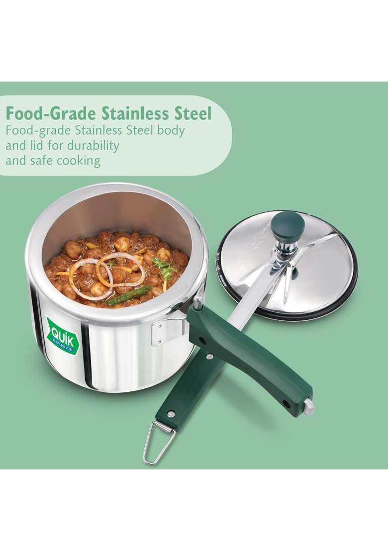 Hawkins Quik Stainless Steel Tall Pressure Cooker | 3 L | 3.2 Qt | Induction Compatible - Indya