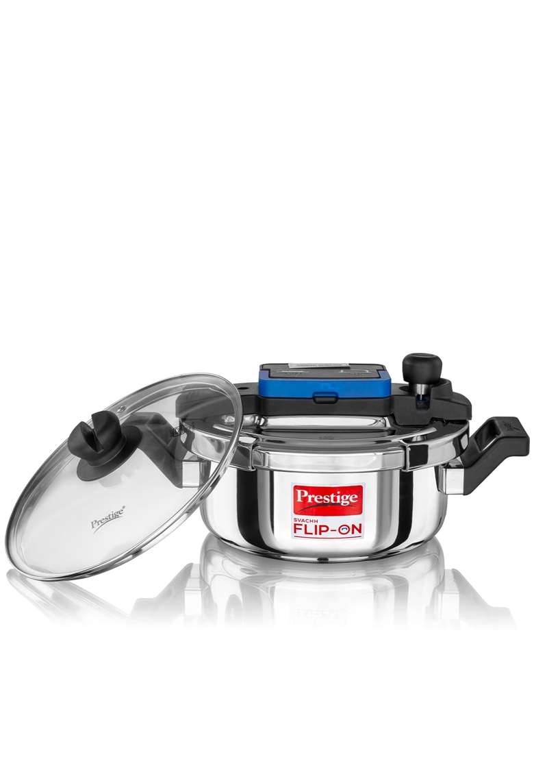 Prestige Stainless Steel Flip on Pressure Cooker with Glass Lid | 3 L | 3.2 Qt | Induction Compatible - Indya