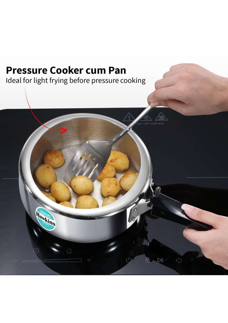 Hawkins Tri-Ply Pressure Cooker Cum Pan | 3 L | 3.2 Qt - Indya