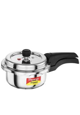 Prestige Stainless Steel Deluxe Alpha Svachh Outer Lid Pressure Cooker | 2 L | 2.1 Qt | Induction Compatible | Tri-Ply