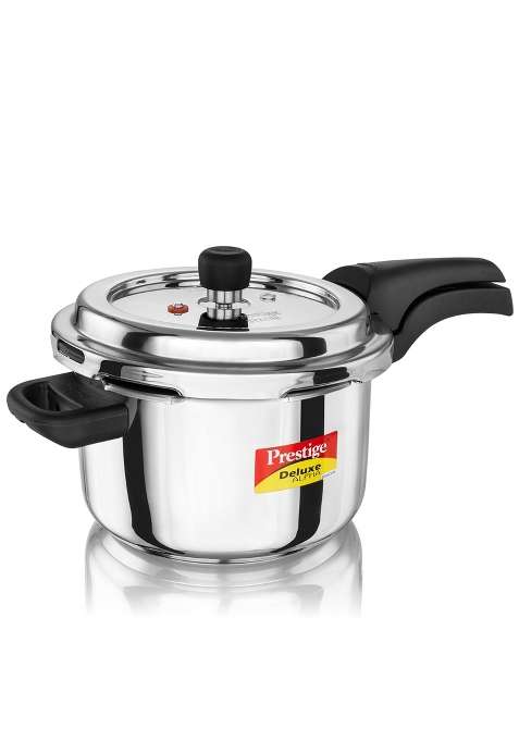 Prestige Stainless Steel Deluxe Alpha Svachh Outerlid Pressure Cooker | 4 L | 4.2 Qt | Induction Compatible